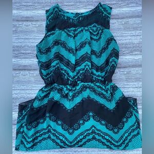 Teal and Black Lace Dress